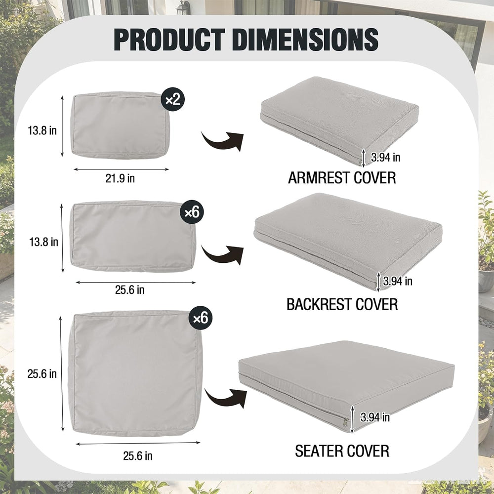 14Pieces Patio Cushion Covers Replacement Outdoor Couch Cushions Covers Splas...