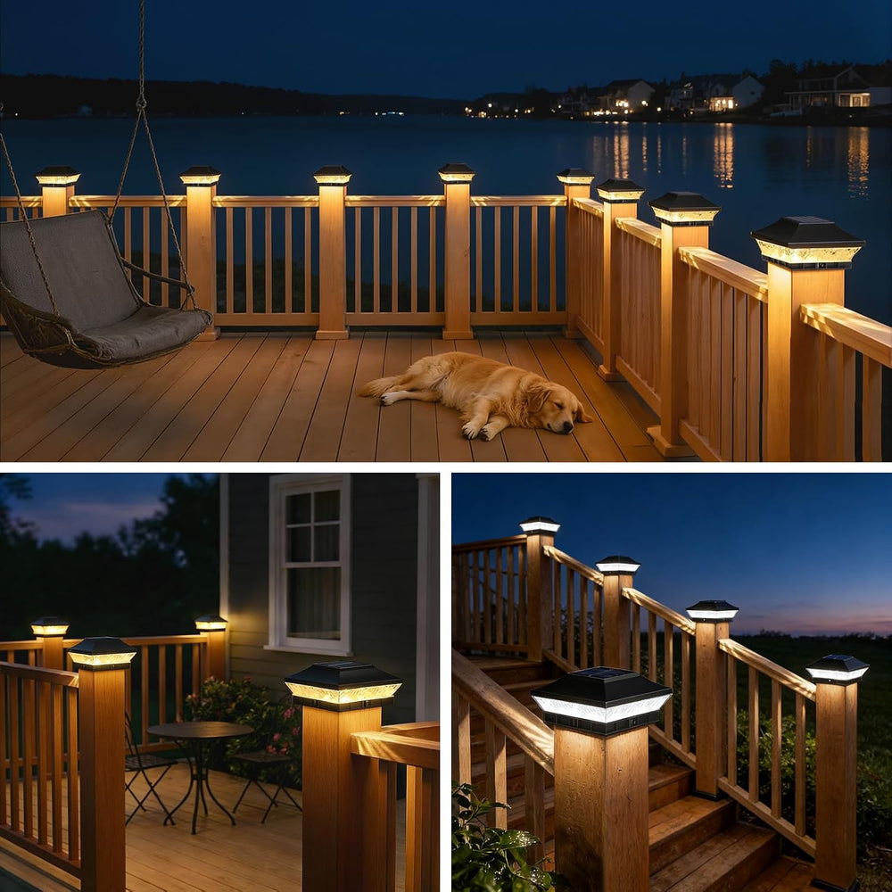 Brightever 4x4 3.5x3.5 Solar Post Cap Lights 6-Pack Black