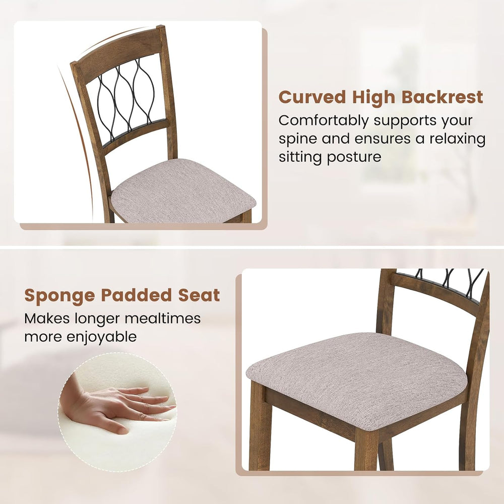 GIANTEX Dining Chairs Set of 4, Fabric Upholstered Armless Kitchen Chairs w/H...
