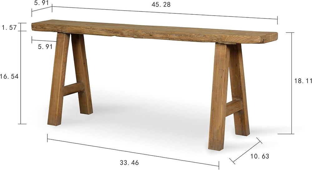 Artissance Rustic Natural Wood Noodle Bench, Long Wooden Entryway Bench, Weat...