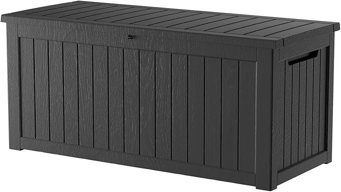 TARKARI 270 Gallon Lockable Resin Deck Box, Waterproof & UV-Resistant Out...
