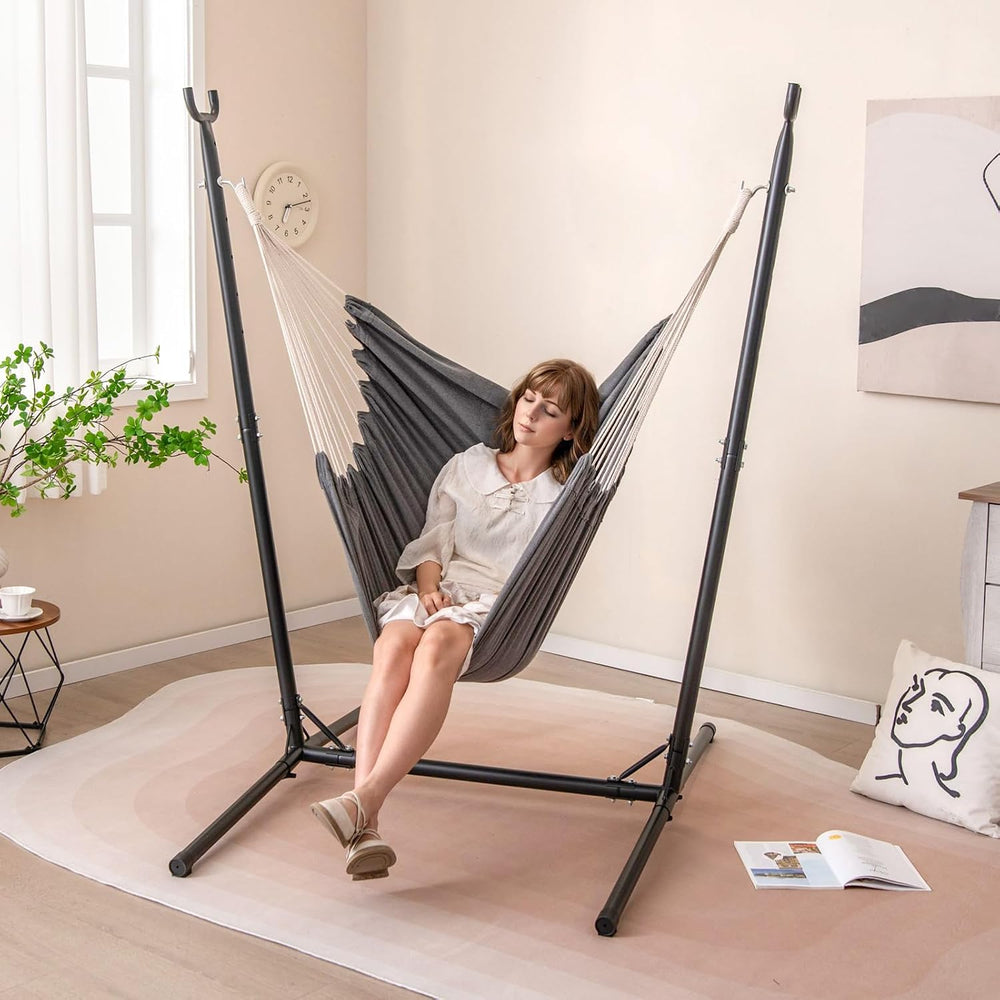 Tangkula Adjustable Hammock Chair with Stand, Sturdy Swing Chair with 6 Adjus...