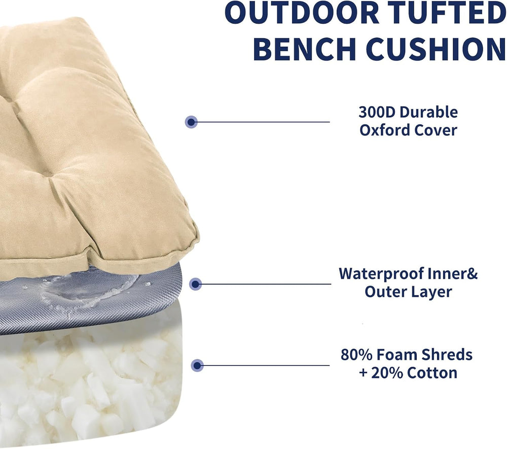 IPYNBAP Outdoor Bench Cushion, 48x18x5 Inch, Beige