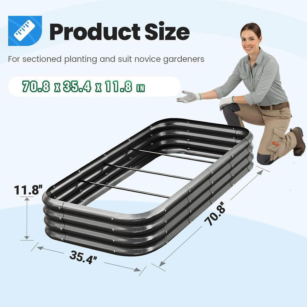 Quictent Galvanized Oval Raised Garden Bed Kit, 6x3x1 ft