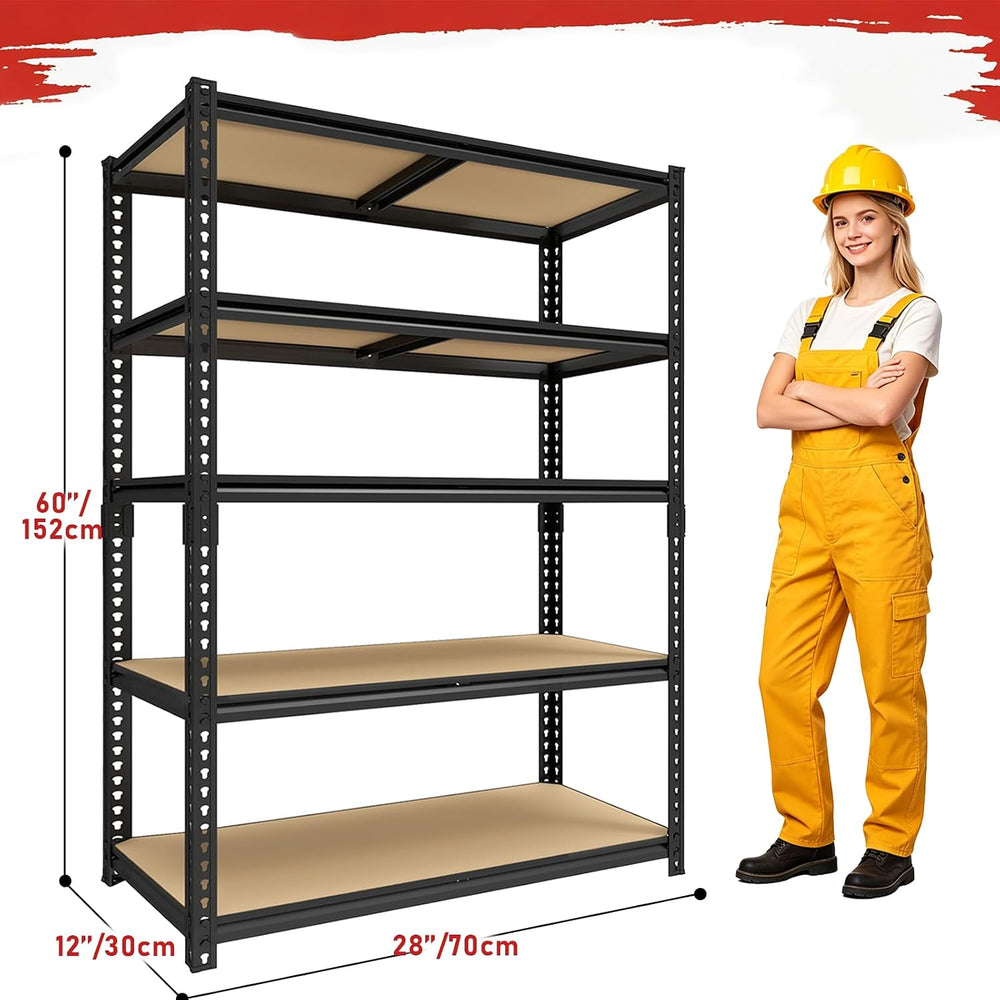 60" H Heavy Duty Storage Shelves, 2400LBS Capacity Metal Shelving Unit, ...