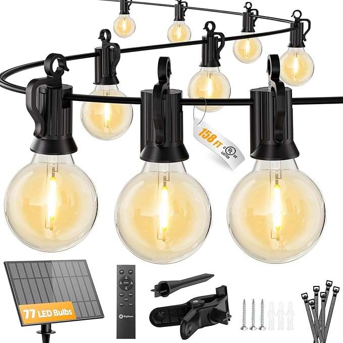 Brightown 158FT Solar String Lights Outdoor with Remote and 77 LED Shatterpro...
