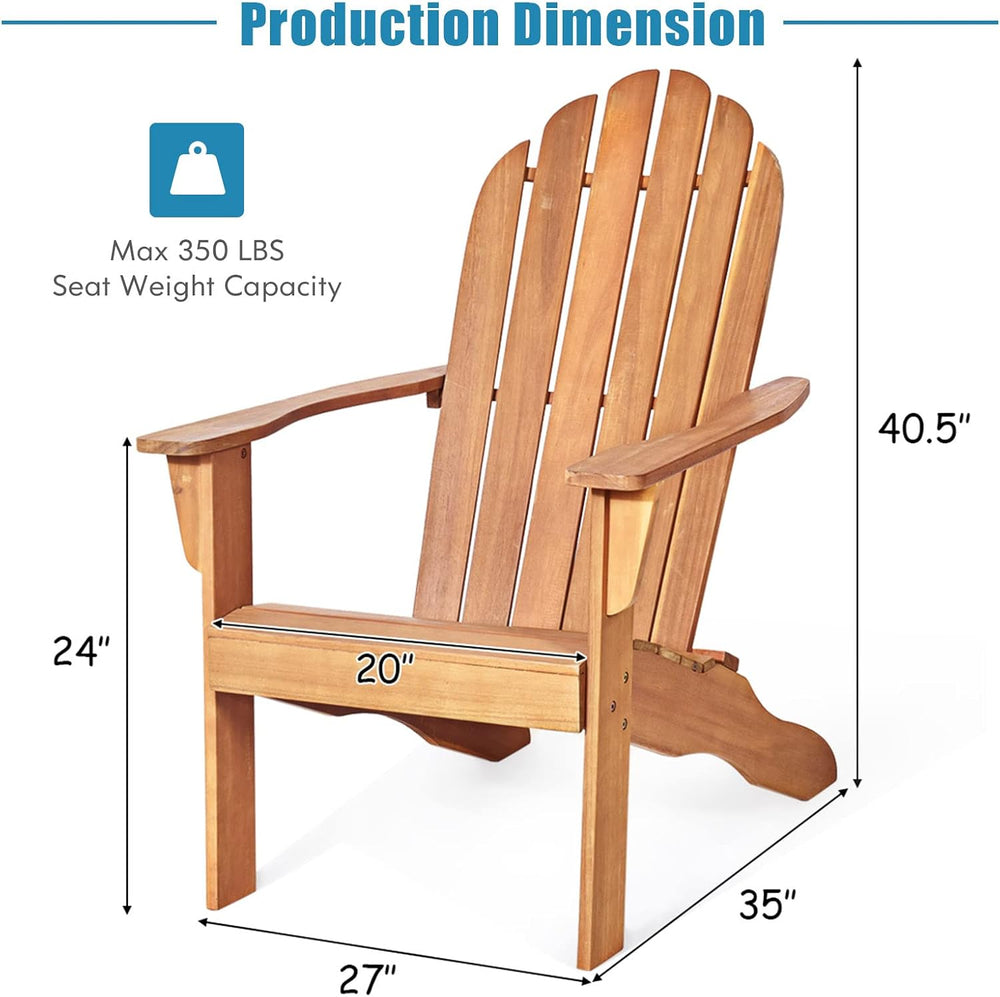 Tangkula Adirondack Chair, Acacia Wood Adirondack Lounger Chair, Outdoor Armc...