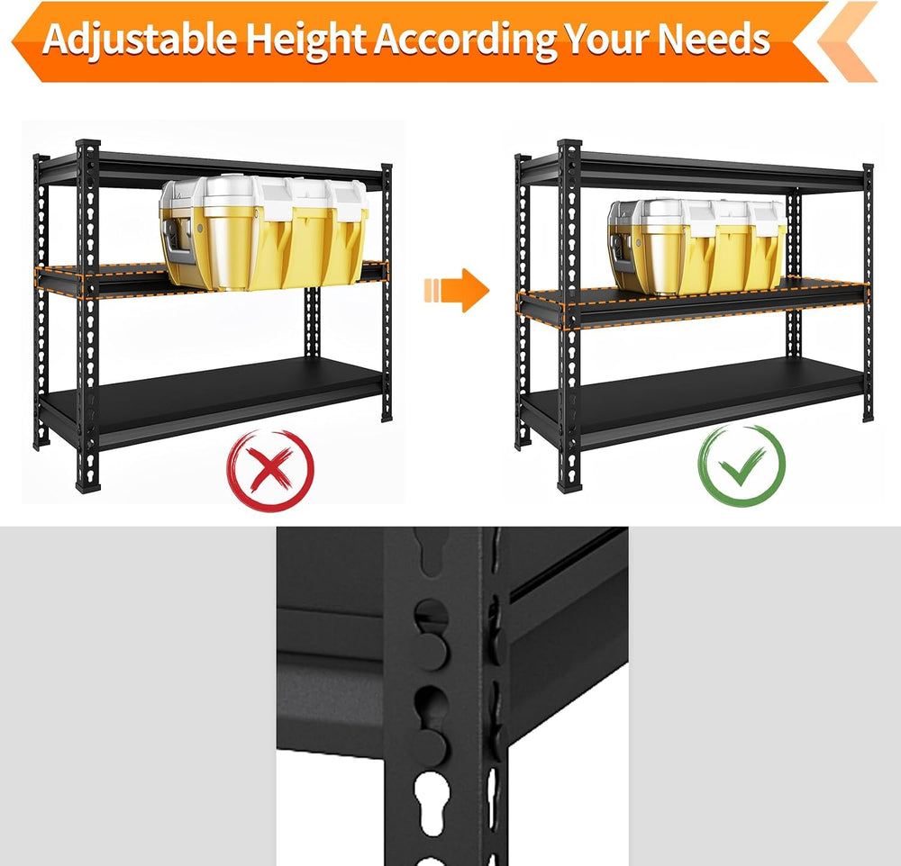 3-Tier Garage Shelving Heavy Duty,40”W x 18”D x 36”H Metal Shelving Unit，1320...