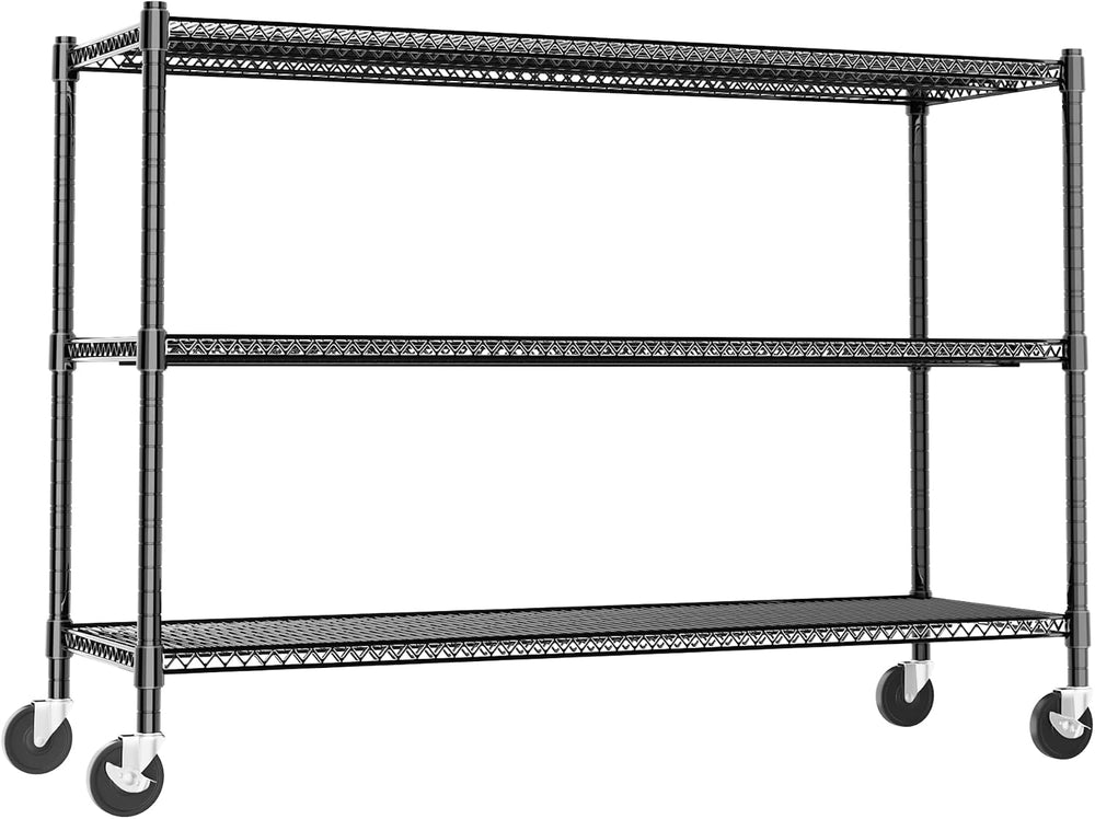 Heavy Duty Shelving, 51.6" H Garage Shelving Unit with Wheels, 3-Tier Ga...