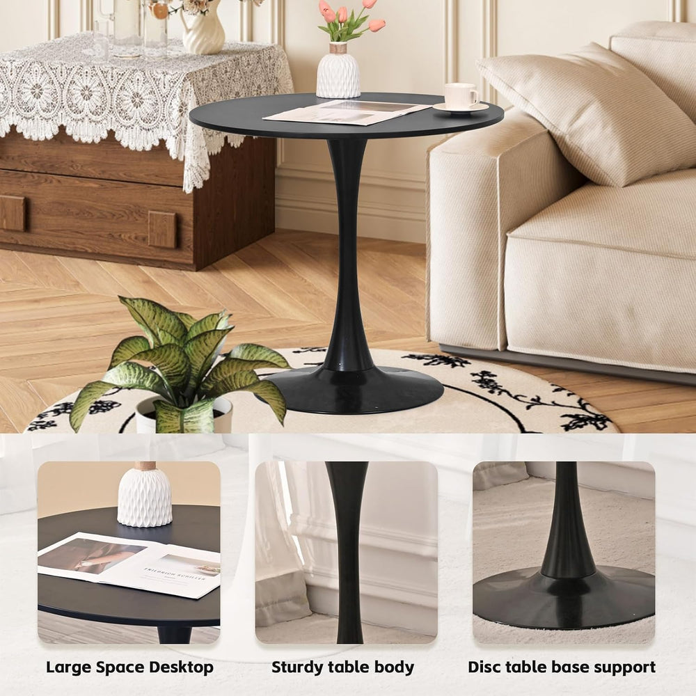 24" Small Round Kitchen Table Set for 2 with Velvet Upholstered Chairs
