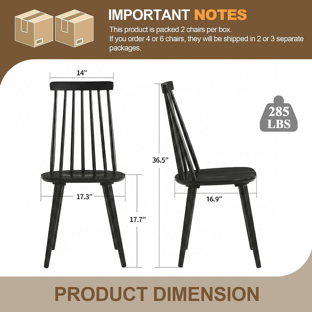 DUHOME Black Windsor Wooden Dining Chairs Set of 8