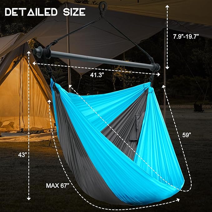 Hammock Chair, Hanging Chair for Outdoor Indoor, Large Lightweight Swing Chai...