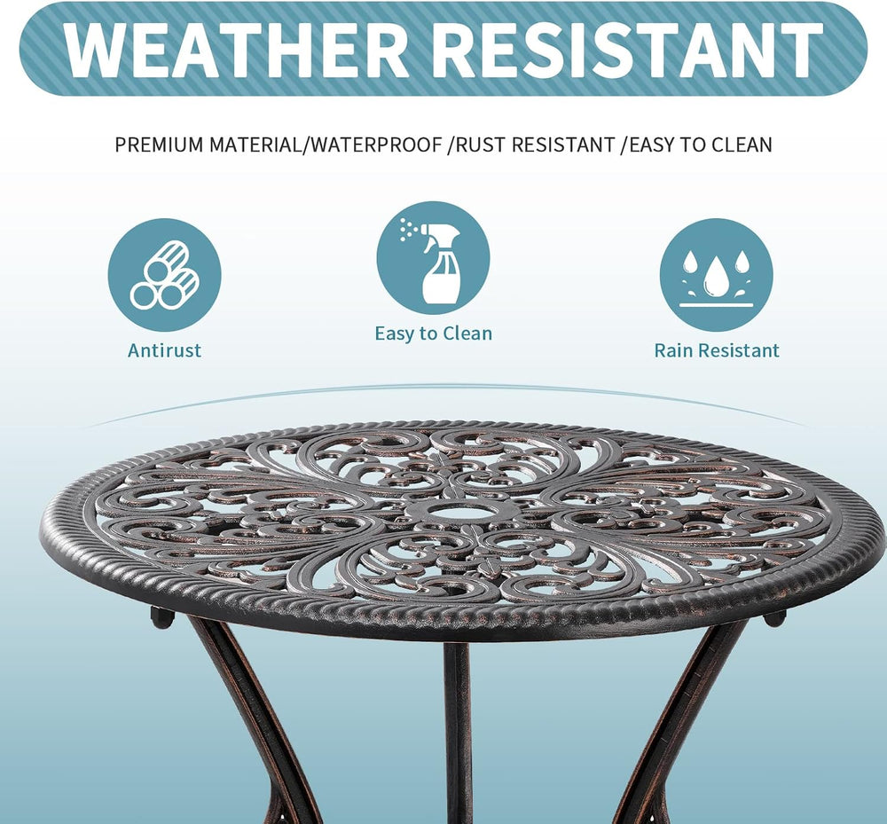 Outdoor Bistro Table and Chairs Set of 2 Cast Aluminum Patio Bistro Set with ...