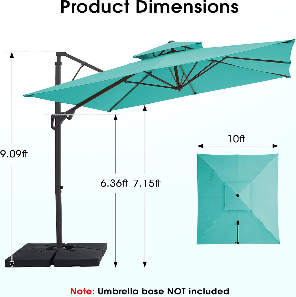 JEAREY 10x10 ft 2-Tier Cantilever Patio Umbrella, Outdoor Offset Umbrella