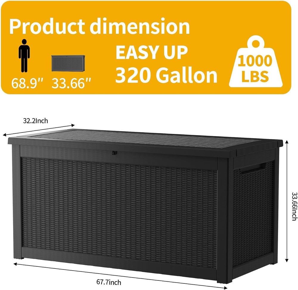 380 Gallon Heavy Duty Outdoor Storage Box, Extra Large Storage Organizer for ...