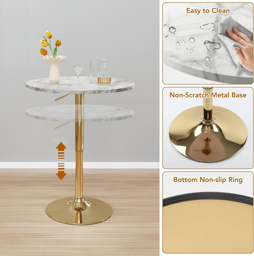 NOBPEINT Round Bar Tables, 360° Swivel Height Adjustable Bistro Pub Table wit...