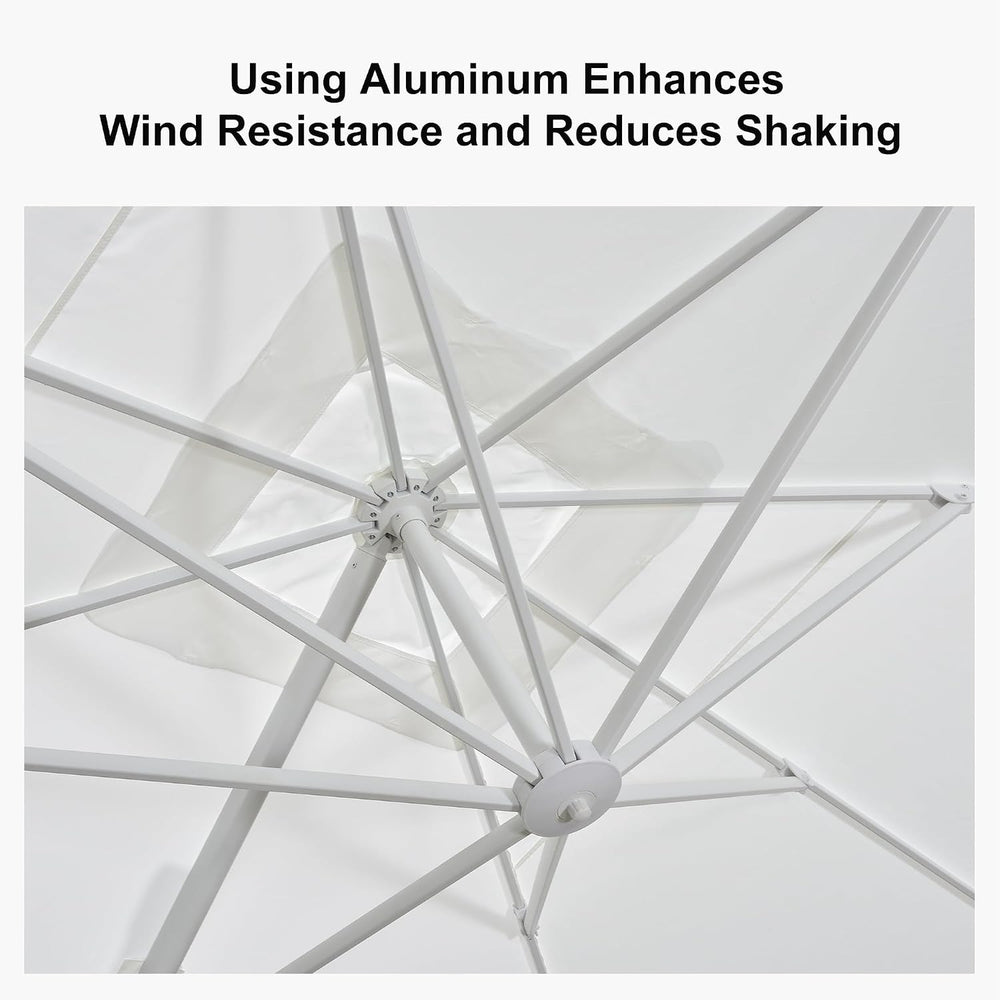 PURPLE LEAF Cantilever Patio Umbrella 10' X 10' White Aluminum Frame,...