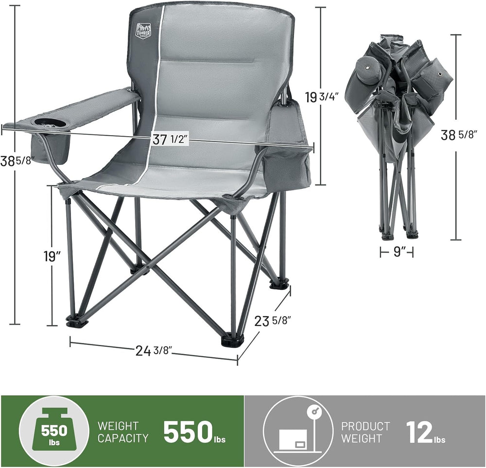 TIMBER RIDGE 2 Pack Oversized Folding Camping Chair for Adults