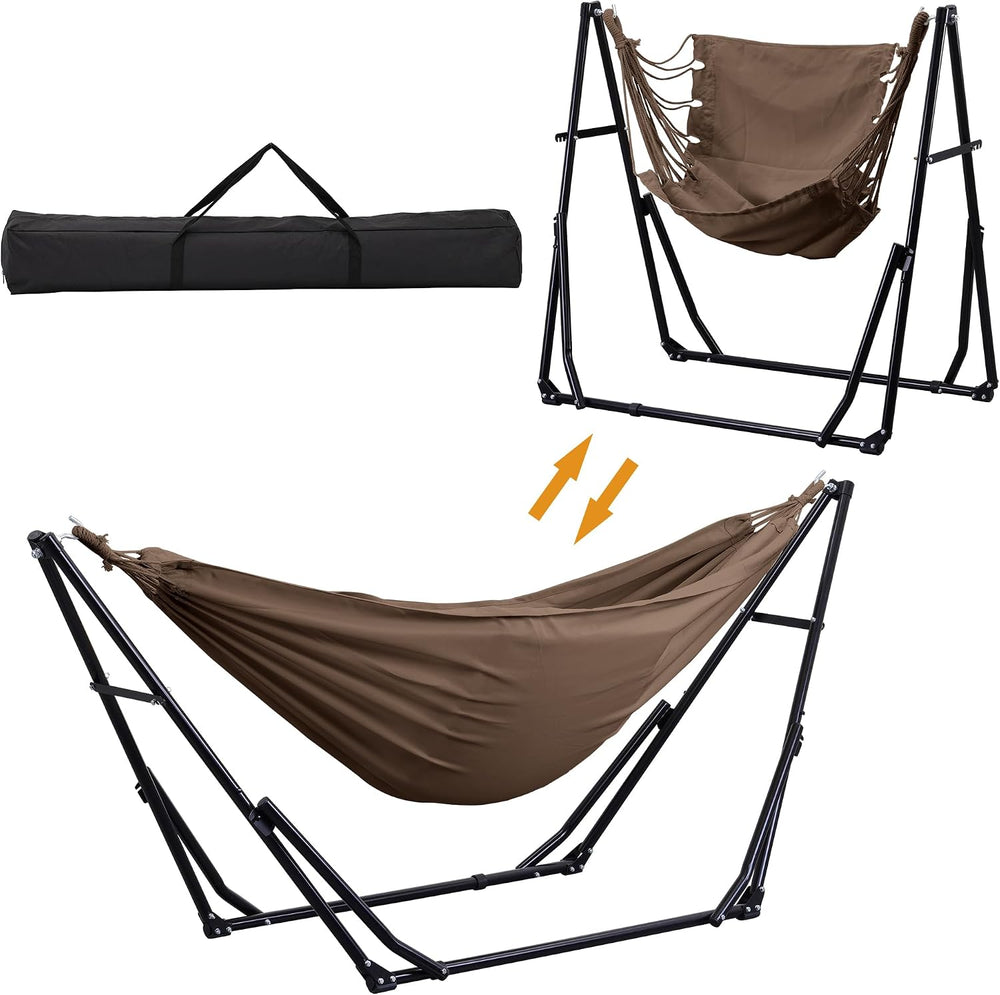 Ainfox Hammock with Foldable Stand, 2 in 1 Hammock and Swinging Chair with Ca...