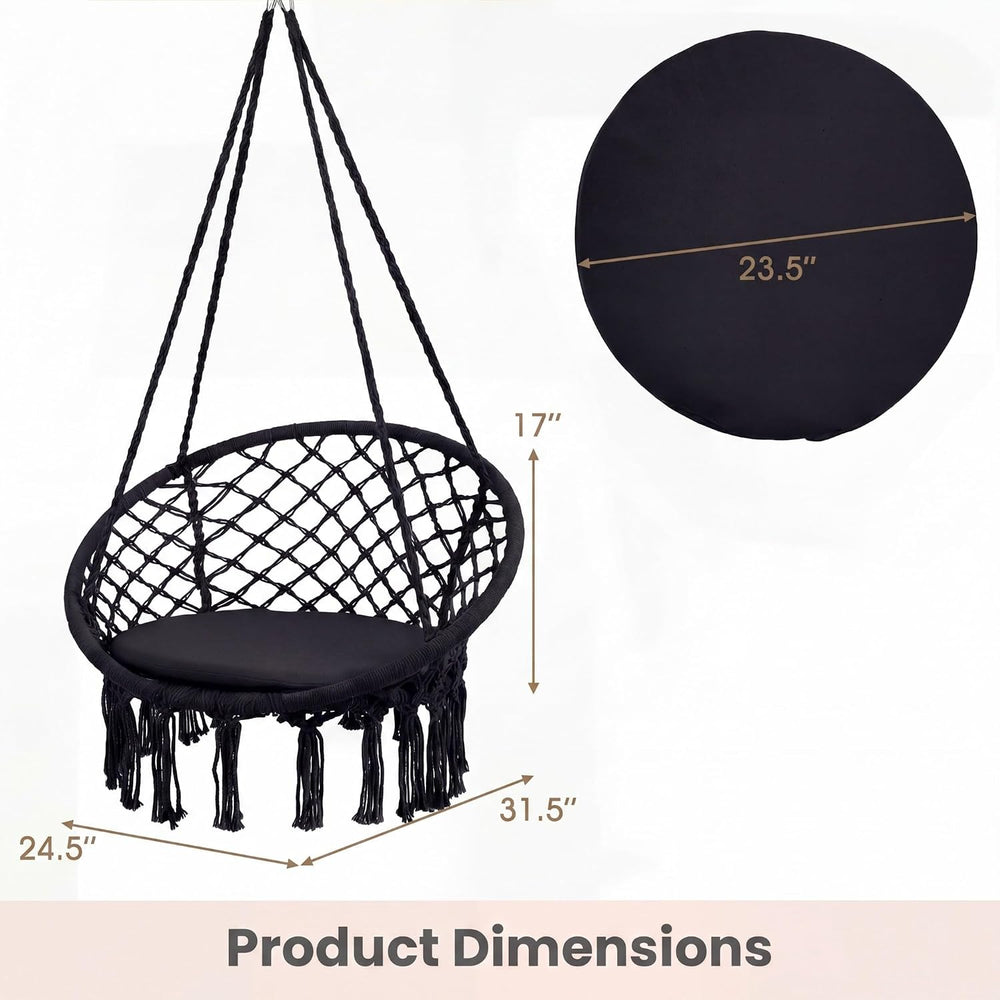 Giantex Hammock Chair Macrame Swing, Boho Swing Chair with Round Seat Cushion...