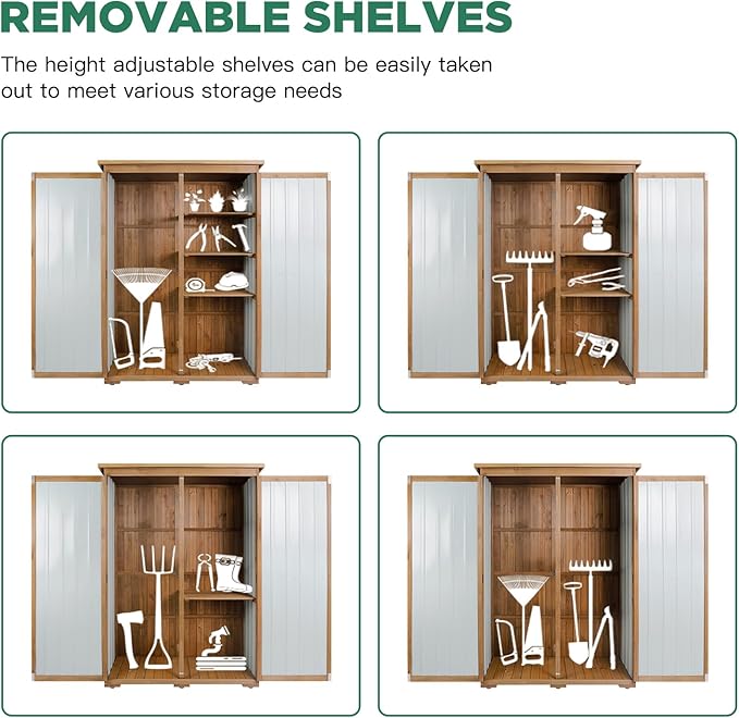 Outdoor Storage Cabinet Waterproof with Shelves, Outdoor Storage Shed Garage ...