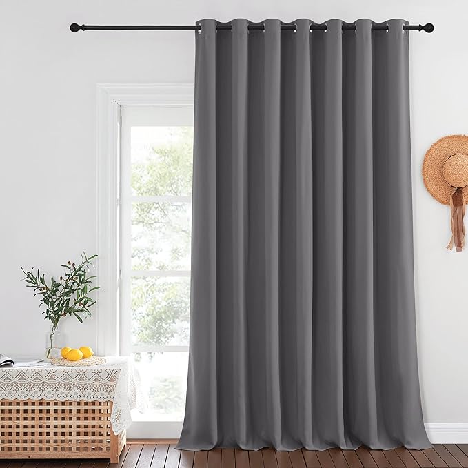 NICETOWN Blackout Sliding Door Curtain, Grommet Top Thermal Insulated Extra W...