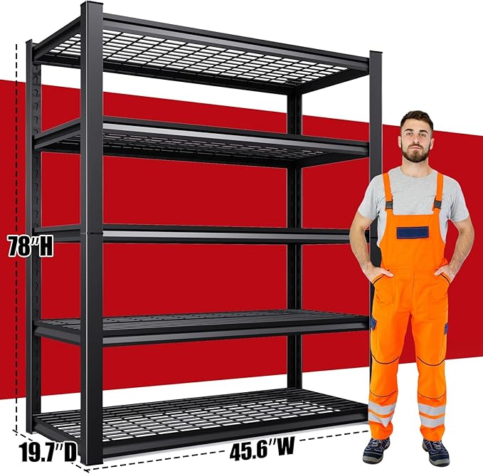 Set of 4 Garage Shelving-3000 lbs 5 Tier Storage Shelves,Adjustable Heavy Dut...