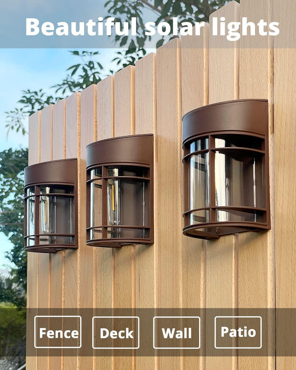 Solar Fence Lights, 8 Pack Deck Light Waterproof Solar Outdoor Lights for Gar...