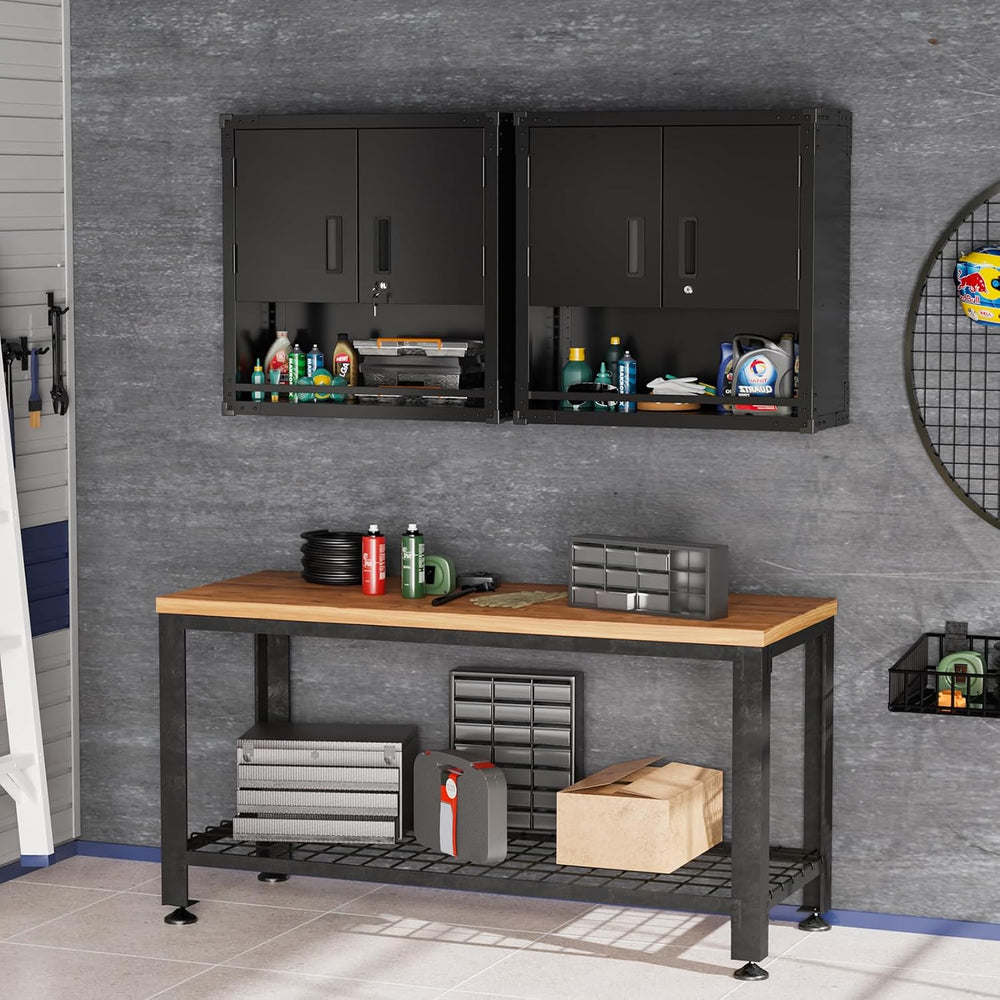 VINGLI Garage Wall Cabinet with Locking Doors and Adjustable Shelf, Metal Wal...