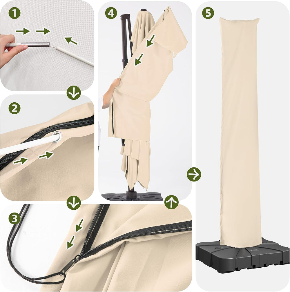 Patio Cantilever Umbrella Outdoor Waterproof Cover with Zippe