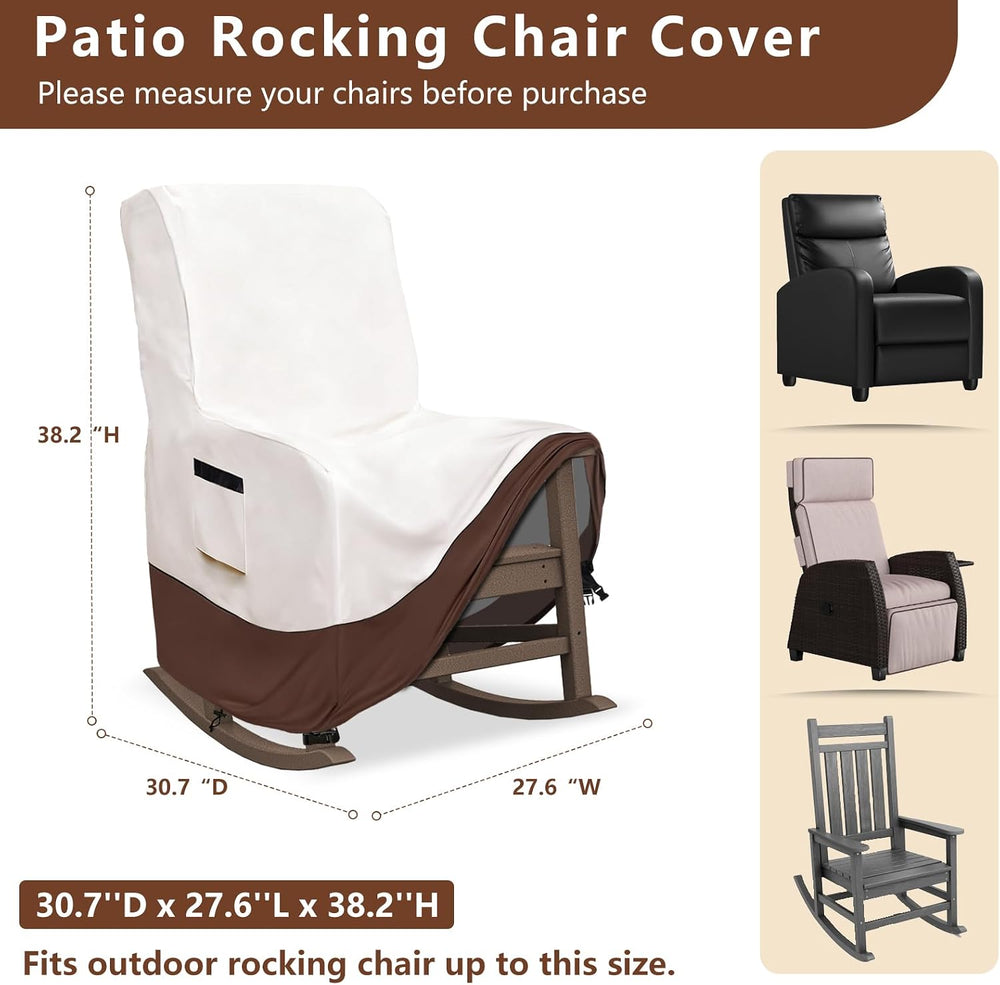 Outdoor Rocking Chair Covers, 600D Heavy Duty Waterproof Patio Recliner Chair...