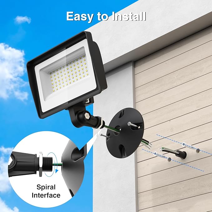 Onforu 65W LED Flood Lights Outdoor with Knuckle Mount, 7800LM Super Bright G...