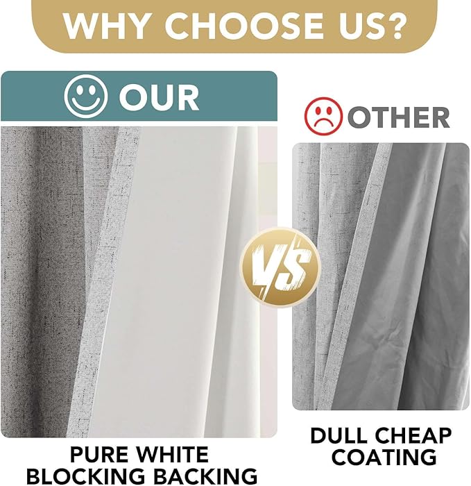 H.VERSAILTEX 100% Blackout Curtains for Bedroom Thermal Insulated Linen Textu...