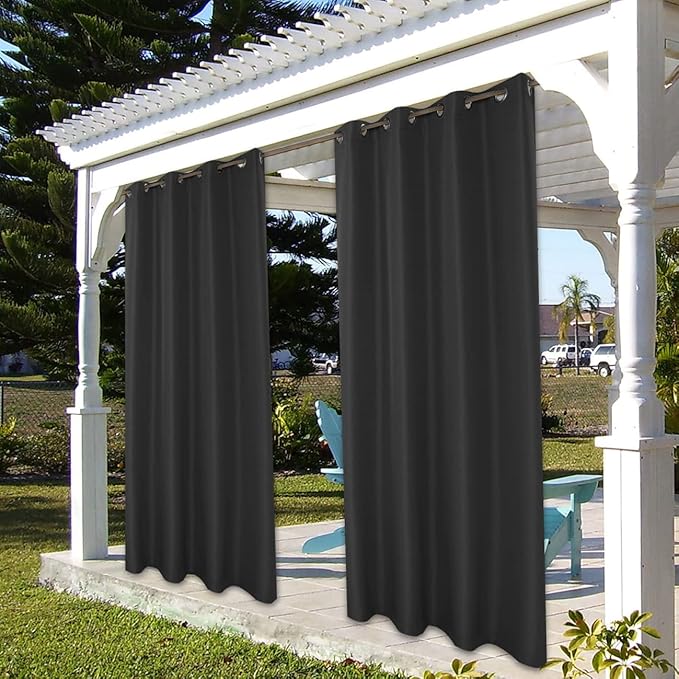 BONZER Waterproof Indoor/Outdoor Curtains for Patio Thick Privacy Grommet Cur...
