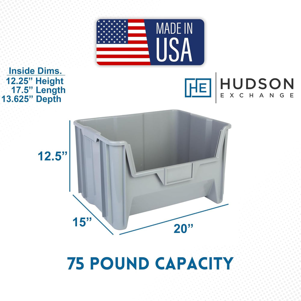 20" x 15" x 12.5" (3 Pack) Plastic Giant Stackable Hopper Bin,...