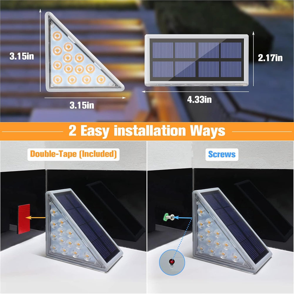 VOLISUN Solar Stair Lights 8 Pack, 7 Fixed Colors Solar Step Lights Outdoor