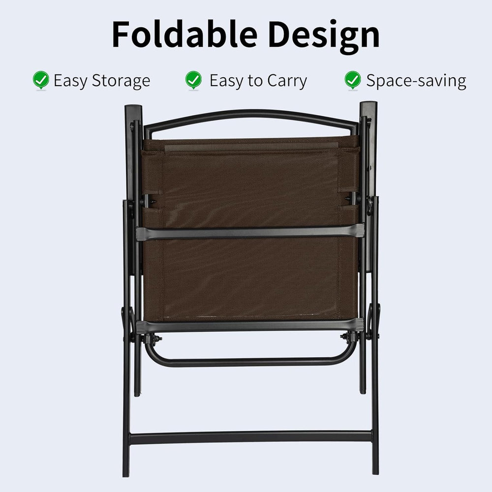 Outdoor Folding Patio Dining Sling Chairs with Mesh Fabric for Garden Lawn Co...