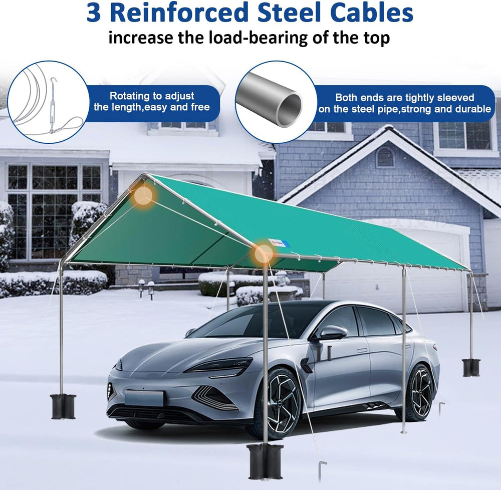 10x20 ft Heavy Duty Car Canopy Galvanized Frame Carport Outdoor Party Tent Bo...