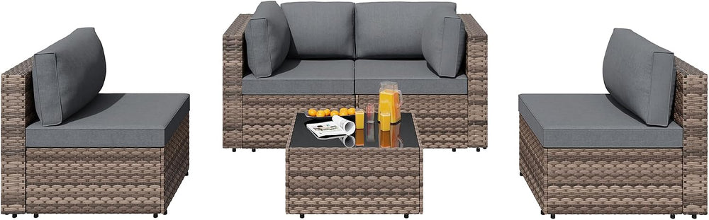 SUNLEI 8 PCS Patio Furniture Set with 45" 50000BTU Gas Propane Fire Pit ...