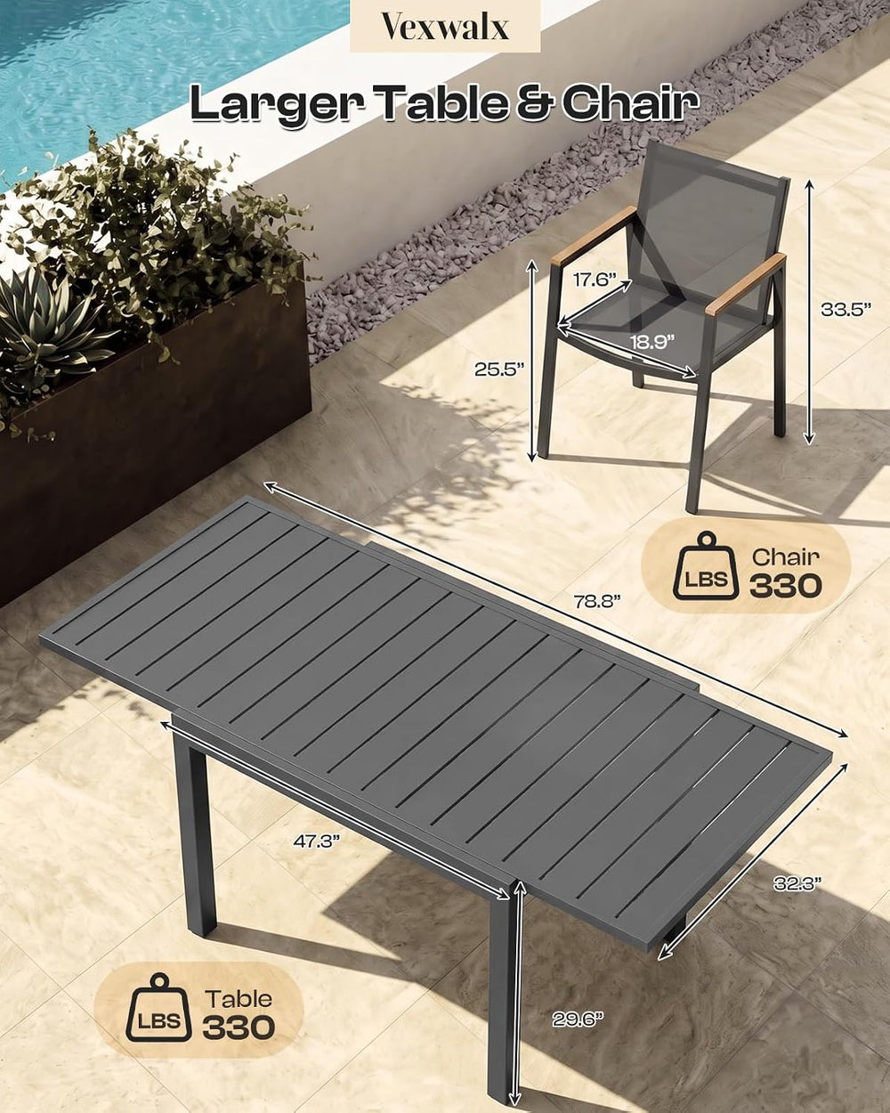 Outdoor Dining Chairs Set of 2, Aluminum Patio Chairs