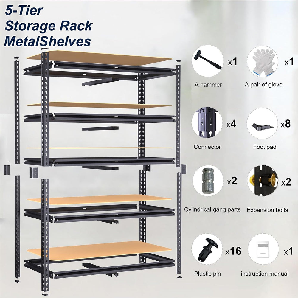 40" W Garage Shelving Unit, 2400Lbs Storage Shelves, Heavy Duty Adjustab...