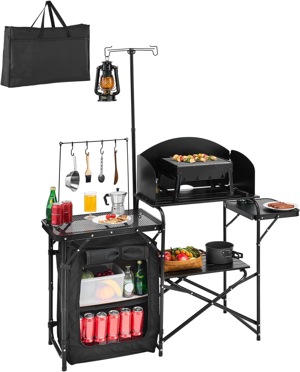 VEVOR Camping Kitchen Table, Outdoor Camp Cooking Table, Aluminum Portable Co...
