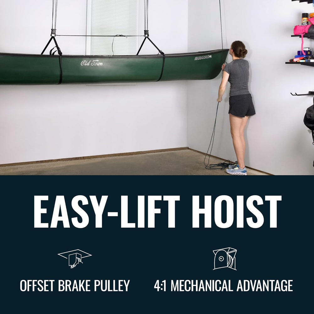 Teal Triangle Canoe Hoist, EasyLift Garage Pulley System, Holds 150 lbs