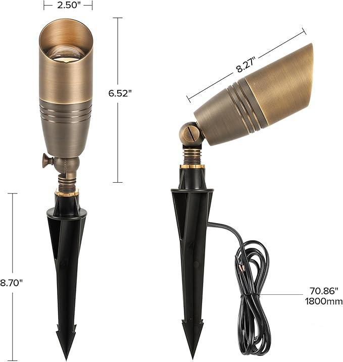 LUTEC Solid Brass Low Voltage Landscape Lighting, 12V Heavy Duty Waterproof L...