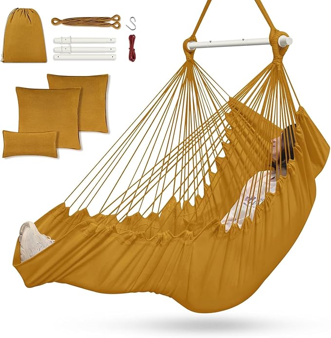Outerman Hammock Chair, Hanging Chair with 3 Cushions and Foot Rest Support, ...