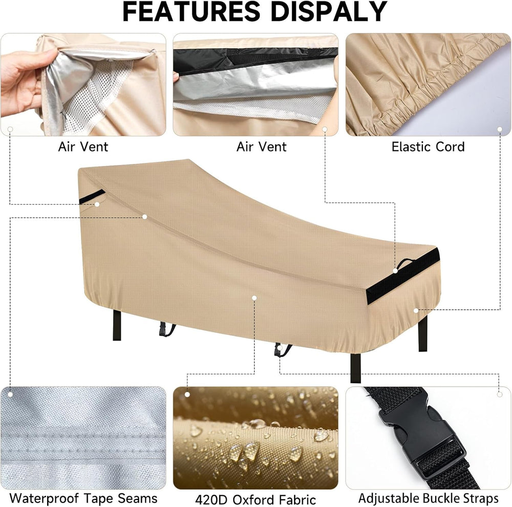NEVERLAND Lounge Chair Covers 2 Pack 420D Waterproof Heavy Duty 76"x32&q...