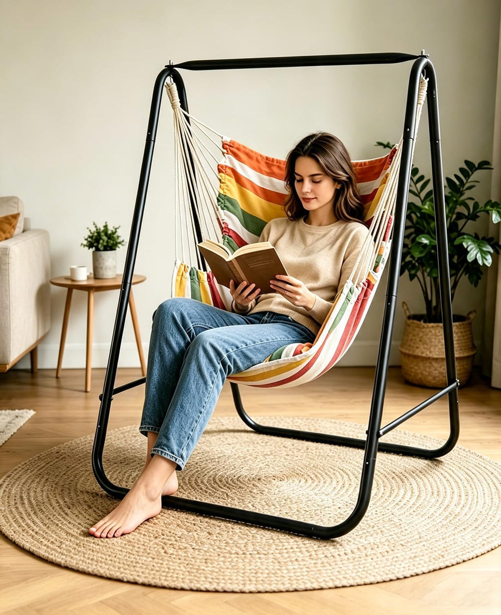 Hammock Chair with Stand,Hammock Chair Stand with Hanging Swing Chair Include...