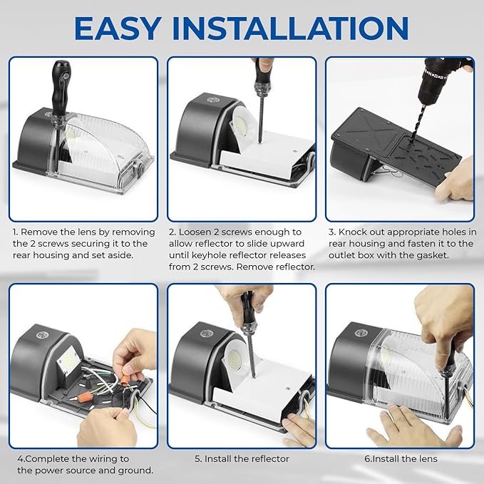CINOTON 26W LED Wall Pack Light with Dusk to Dawn Sensor, 3000LM [100-277Vac]...