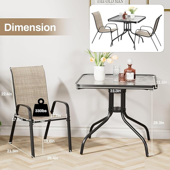 TLSUNNY Patio Dining Set 5 Pieces, All Weather Outdoor Furniture W/30"X ...