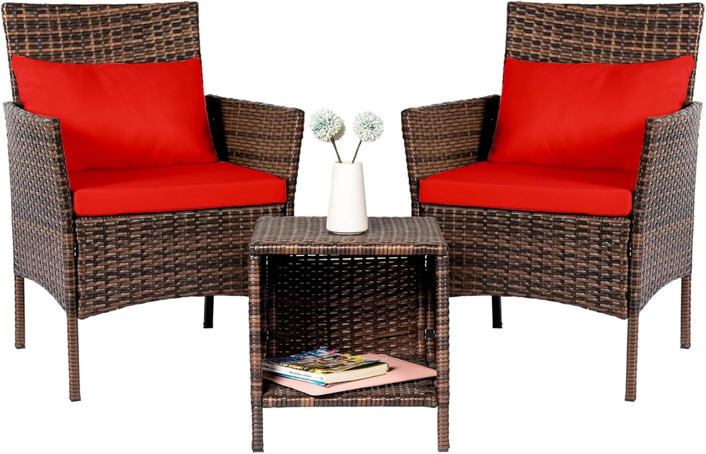 3 Piece Patio Conversation Bistro Set, Porch Balcony Furniture Set Outdoor Ch...